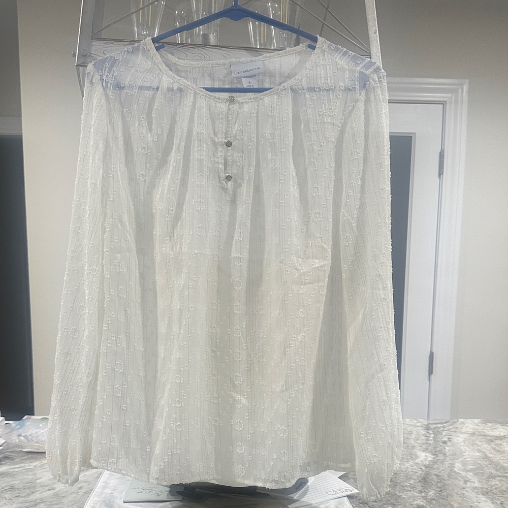 Liz Claiborne White Button-Up women’s Shirt Small